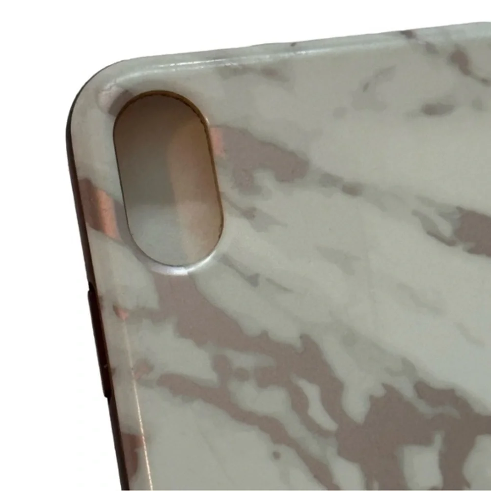 Loopy MAX iPhone XR white & rose gold marble with clear rose gold glitter loopy
